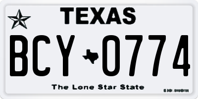 TX license plate BCY0774
