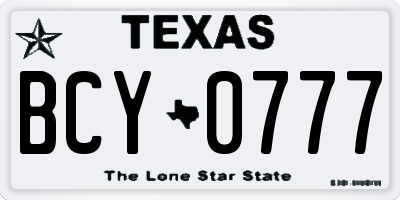 TX license plate BCY0777