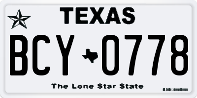 TX license plate BCY0778
