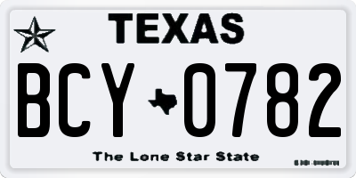 TX license plate BCY0782
