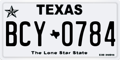 TX license plate BCY0784