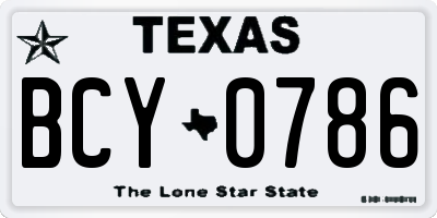 TX license plate BCY0786