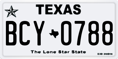 TX license plate BCY0788