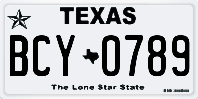 TX license plate BCY0789