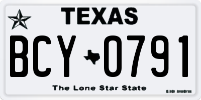 TX license plate BCY0791