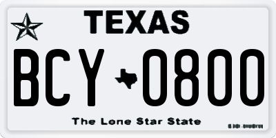 TX license plate BCY0800