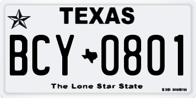 TX license plate BCY0801