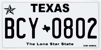 TX license plate BCY0802