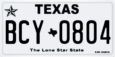 TX license plate BCY0804