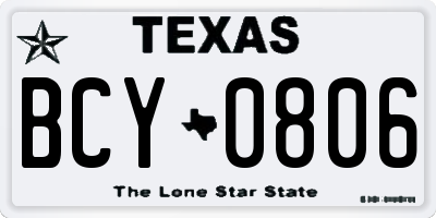 TX license plate BCY0806