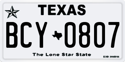 TX license plate BCY0807