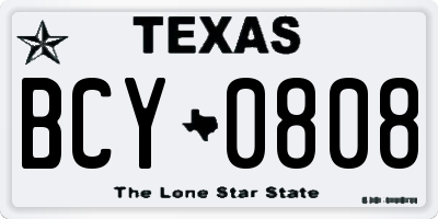 TX license plate BCY0808