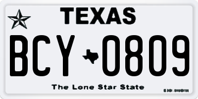 TX license plate BCY0809