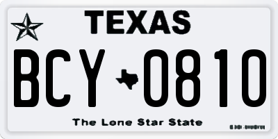 TX license plate BCY0810