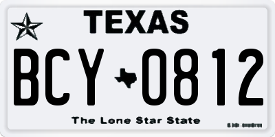 TX license plate BCY0812