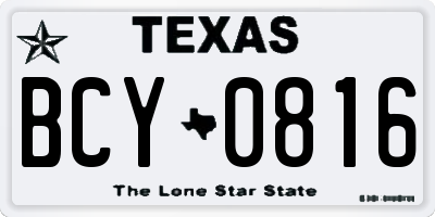TX license plate BCY0816