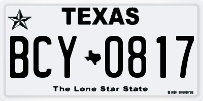 TX license plate BCY0817