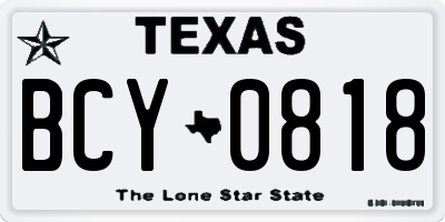 TX license plate BCY0818