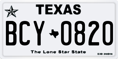 TX license plate BCY0820