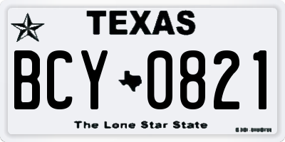 TX license plate BCY0821