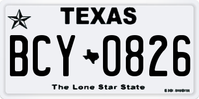 TX license plate BCY0826