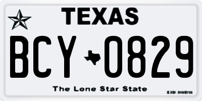 TX license plate BCY0829
