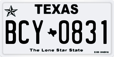 TX license plate BCY0831