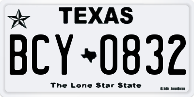 TX license plate BCY0832