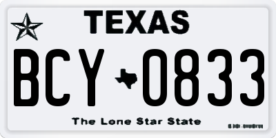 TX license plate BCY0833