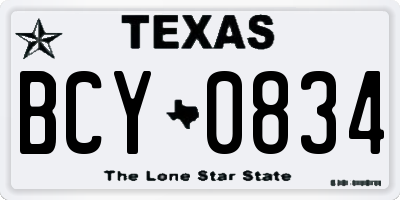 TX license plate BCY0834