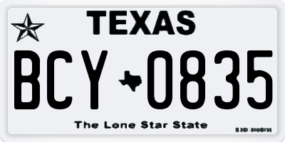 TX license plate BCY0835