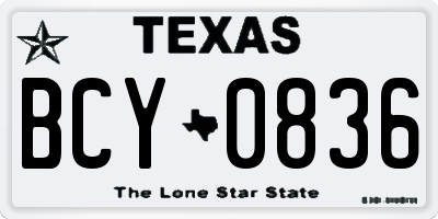 TX license plate BCY0836