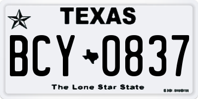 TX license plate BCY0837