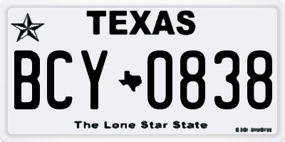 TX license plate BCY0838