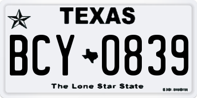 TX license plate BCY0839