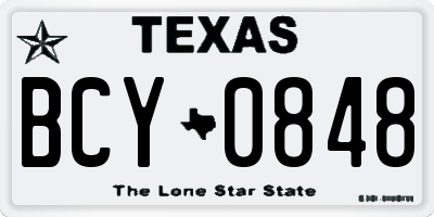 TX license plate BCY0848