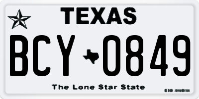TX license plate BCY0849