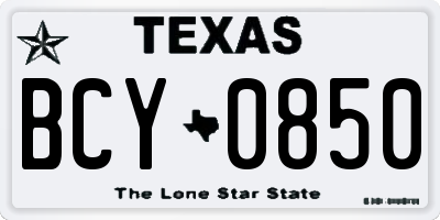 TX license plate BCY0850