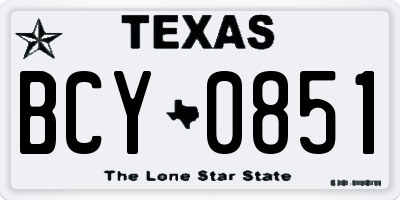 TX license plate BCY0851