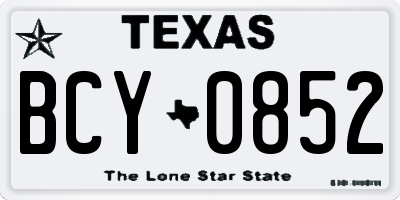 TX license plate BCY0852