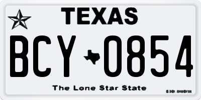 TX license plate BCY0854