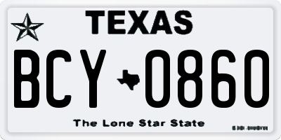 TX license plate BCY0860