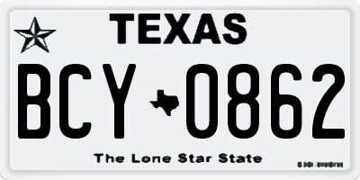 TX license plate BCY0862
