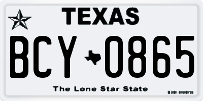 TX license plate BCY0865