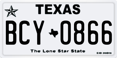 TX license plate BCY0866