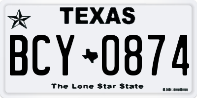 TX license plate BCY0874
