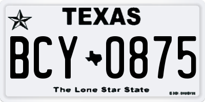 TX license plate BCY0875