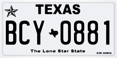 TX license plate BCY0881