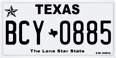 TX license plate BCY0885