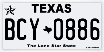TX license plate BCY0886
